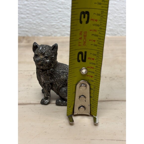 Vtg Lot Of 6 Pewter Animal Figurines Cats Bears Bulls - Picture 5 of 16